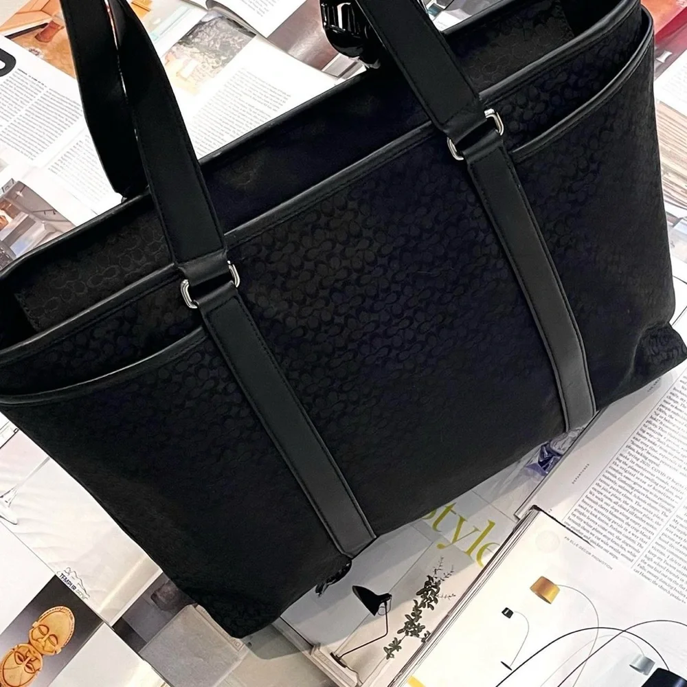 COACH Signature 2008 large black monogram canvas & leather tote bag